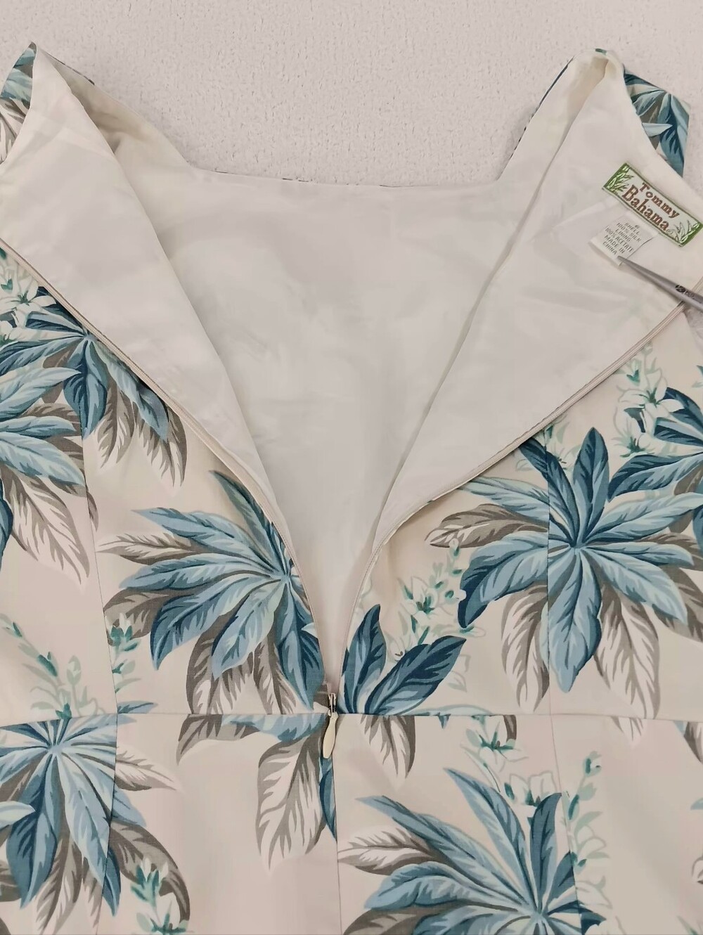 VTG 90s Tommy Bahama Silk Shift Dress Sz 6 Blue Teal Palm Tree Tropical Lined - Picture 4 of 8